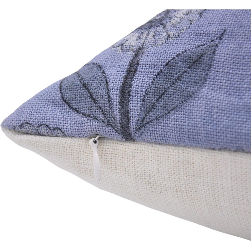 Housse de coussin en lin faite à la main à motif floral Floral, 24 po x 24 po