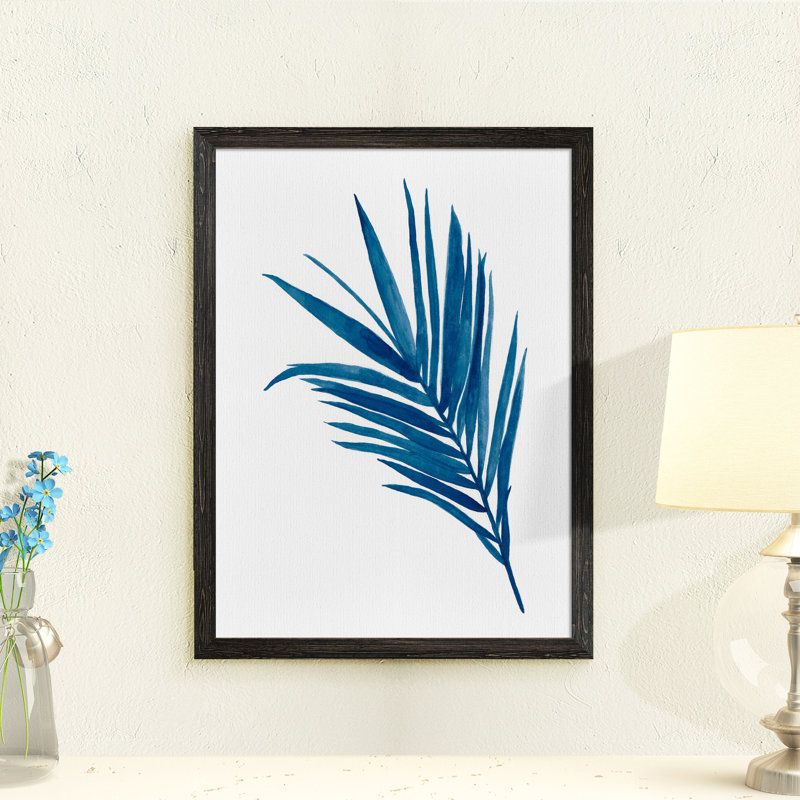 Indigo botanica iii-reproduction d’art encadrée, Toile avec encadrement ébène, H 28 po x l 38 po x P 1,3 po