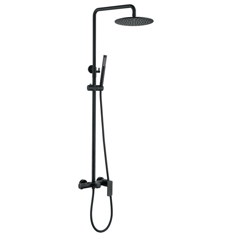 Exposed Pipe Shower System with 10" Overhead Shower, 3 Functions Tub Shower Faucet Sets with Rough-in Valve