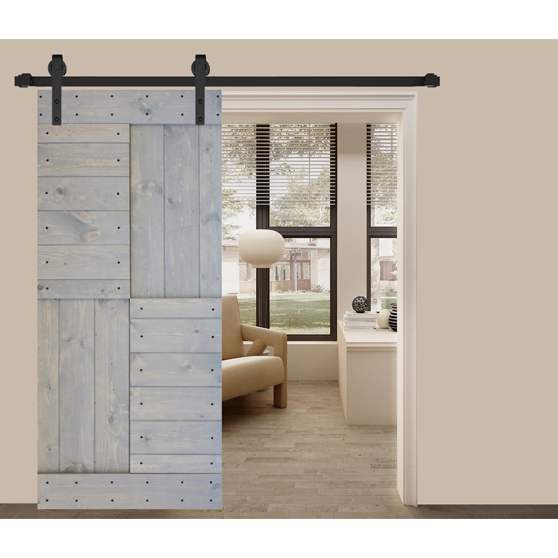 Aged Barrel Finished Solid Wood 84" Textured Barn Door Slab