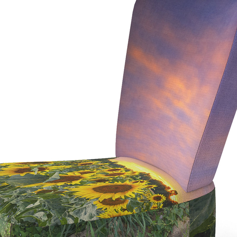Accent Chair, Beige Floral Pattern Upholstered Decor - Beige Floral Pattern II, Dark Purple/Green/Yellow