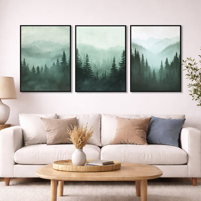 «Highland Pine Forest», ensemble d'art mural sur toile encadré