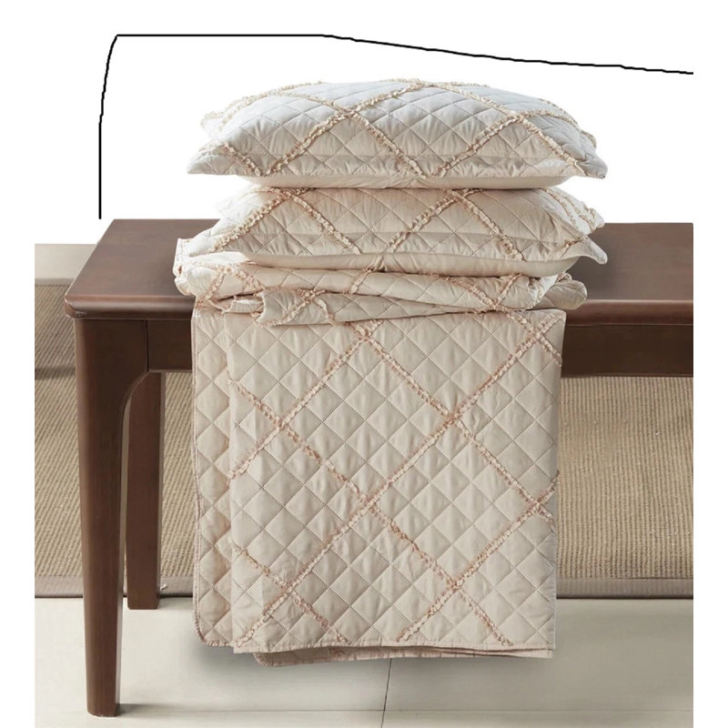 Microfiber Bedspread with Pillow Shams Included, Beige, Single Bedspread + 1 Standard Sham
