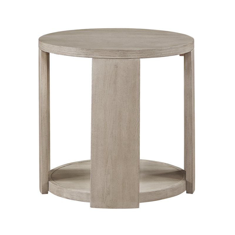 Table de bout en bois Mong avec bords découpés et pieds arrondis en croissant