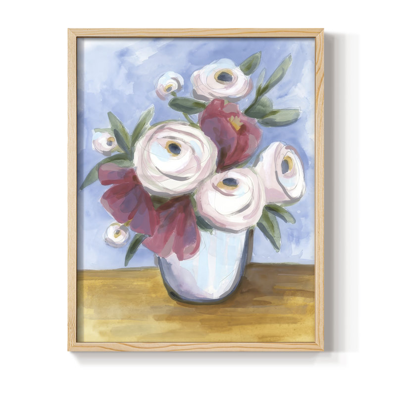 Tea Rose Posey II, reproduction encadrée - bois massif, Naturel, H 15 po x l 12 po