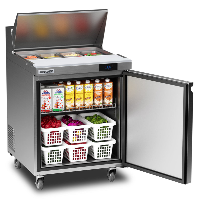 Table de préparation pour salade de réfrigérateur de 27 po de largeur, réfrigérateur à 1 porte avec 8 casseroles de 1/6 po