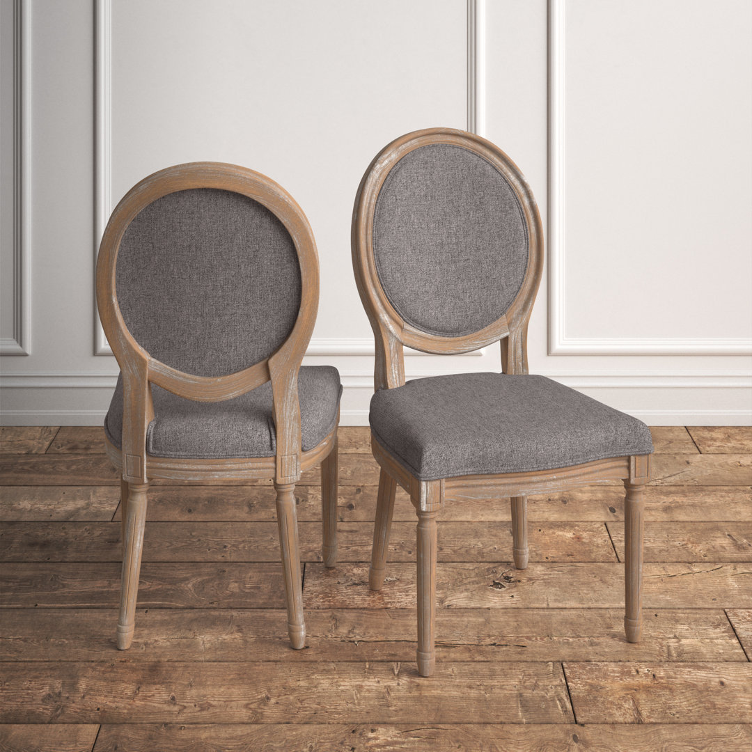 Hillary Upholstered Oval Back Side Wood Chair (Set of 2) Kelly Clarkson Home Upholstery 