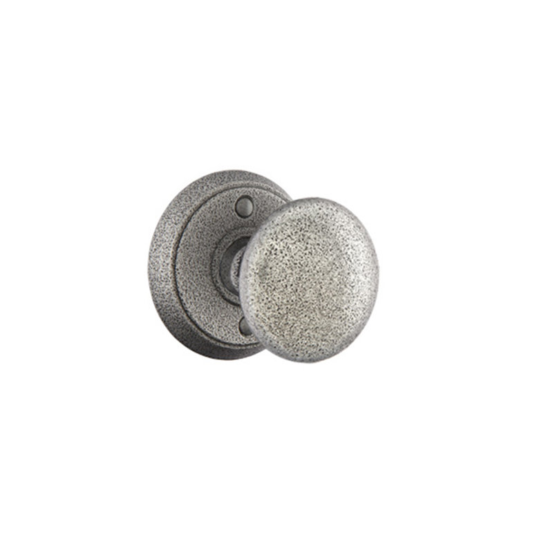 Ensemble de faux boutons Emtek avec rosette en acier forgé n ° 2 et bouton Jamestown, Acier inoxydable satiné