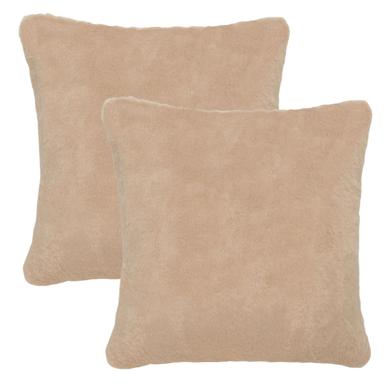 Faux Fur Throw Pillow, 23" x 23", Brown