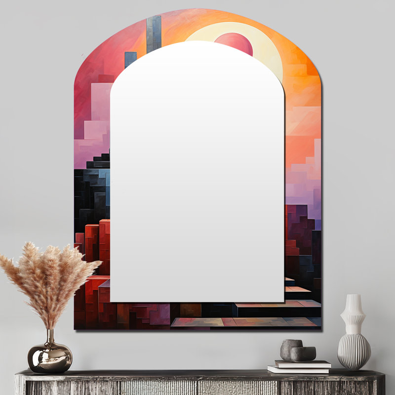 Monuments dévoilés «Sunsets I» - décor de miroir mural arche Monuments, 43 po x 33 po