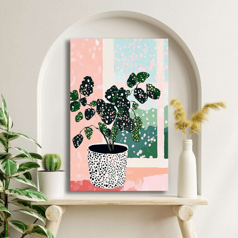 Art mural moderne plante de fenêtre 17,7 po x 27,6 po, H 27,6 po x l 17,7 po