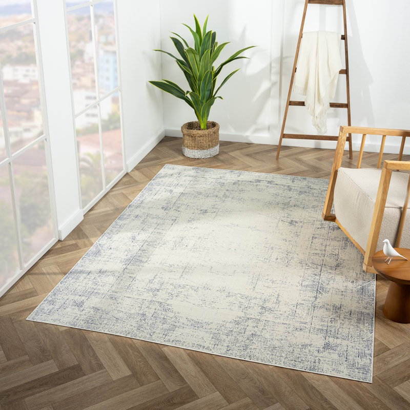 Machine Washable Geometric Abstract Performance Waterproof Rug, Rectangle 2'8" x 3'10"