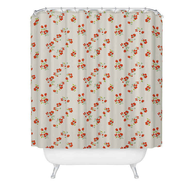 Rideau de douche Ninola Design, Crème avec motif floral