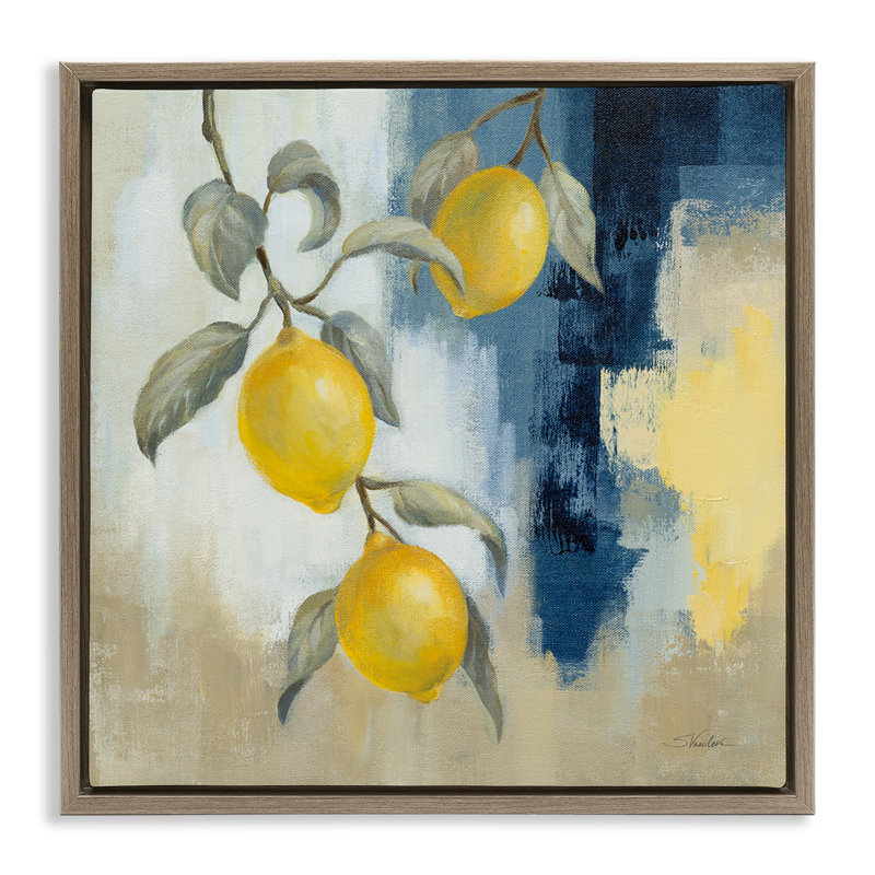 «Lemons From South» par Silvia Vassileva, H 25 po x l 25 po, Cadre flottant noir de jais
