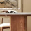 Table de salle à manger brun ovale en fritté + bois manufacturé-1829040427