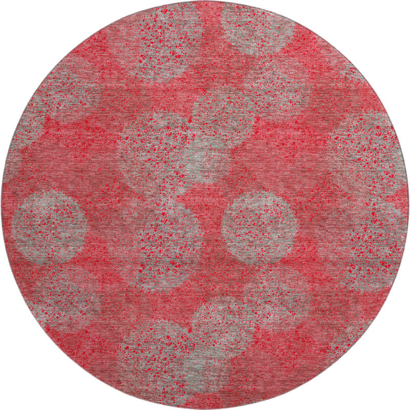 Tapis rouge Prisco lavable à la machine de qualité supérieure, Rond 8 pi