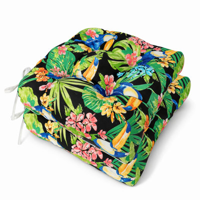 Ensemble de coussins de chaise d'extérieur comprenant 8 coussins de siège touffetés de 19 x 19 x 4 pouces avec attaches, coussins de chaise de patio imperméables pour les chaises de salle à manger, meubles de jardin et d'extérieur - vert forêt riche