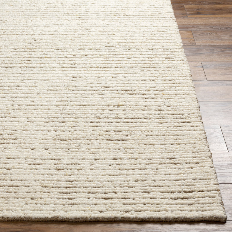 Gillian Striped Handmade Area Rug in Cream/Camel, Rectangle 2' x 3'