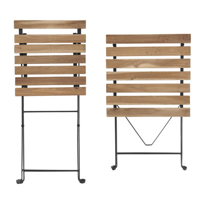Ensemble bistro de patio pliant Tomiye - 3 pièces table basse et chaises en bois d'acacia et acier pour meubles de porche, de terrasse, de jardin ou de balcon par Lavish Home
