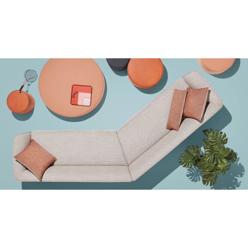 Bumper Round Pouf, Terracotta Genuine Leather