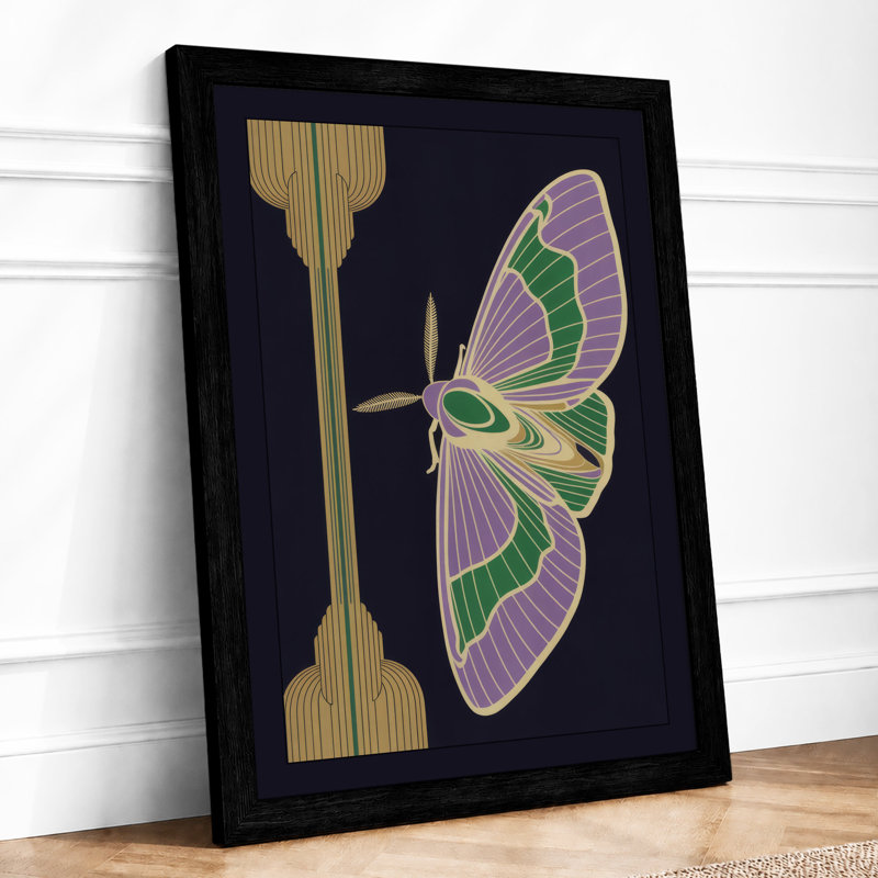 Emerald Wings Botanical - Framed Print, Black, A3 - 42.0 x 29.7 cm