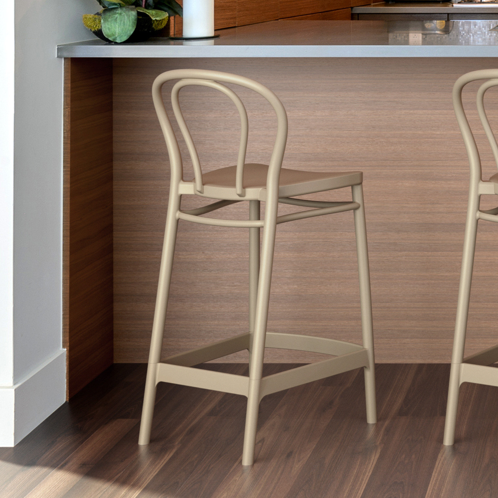 Farrah Patio Bar Stool, Taupe, Counter Stool (25.6" Seat Height)