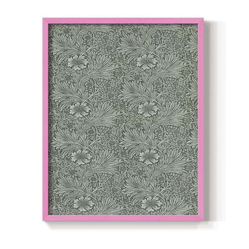 Impression abstraite vintage encadrée Cxxix - bois massif, Rose, H 15 po x l 12 po