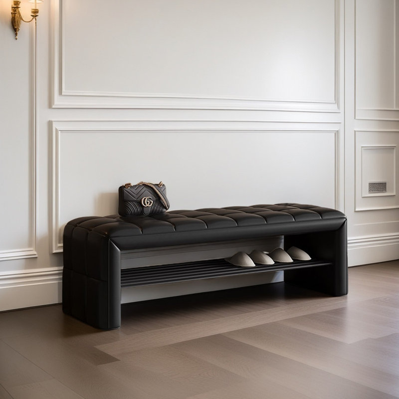 47.2in Shoe Storage Bench, Black