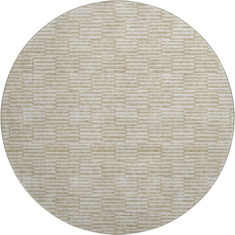 Premium Machine Washable Prisco Beige Rug, Round 8'