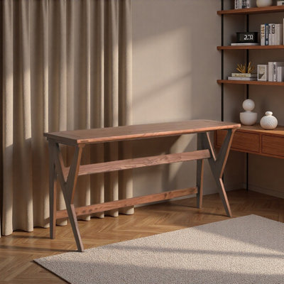 Bureau stable en bois de frêne noir carbonisé