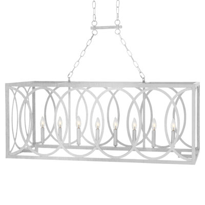 Lustre rectangulaire pour îlot de cuisine à 8 lumières New Orleans
