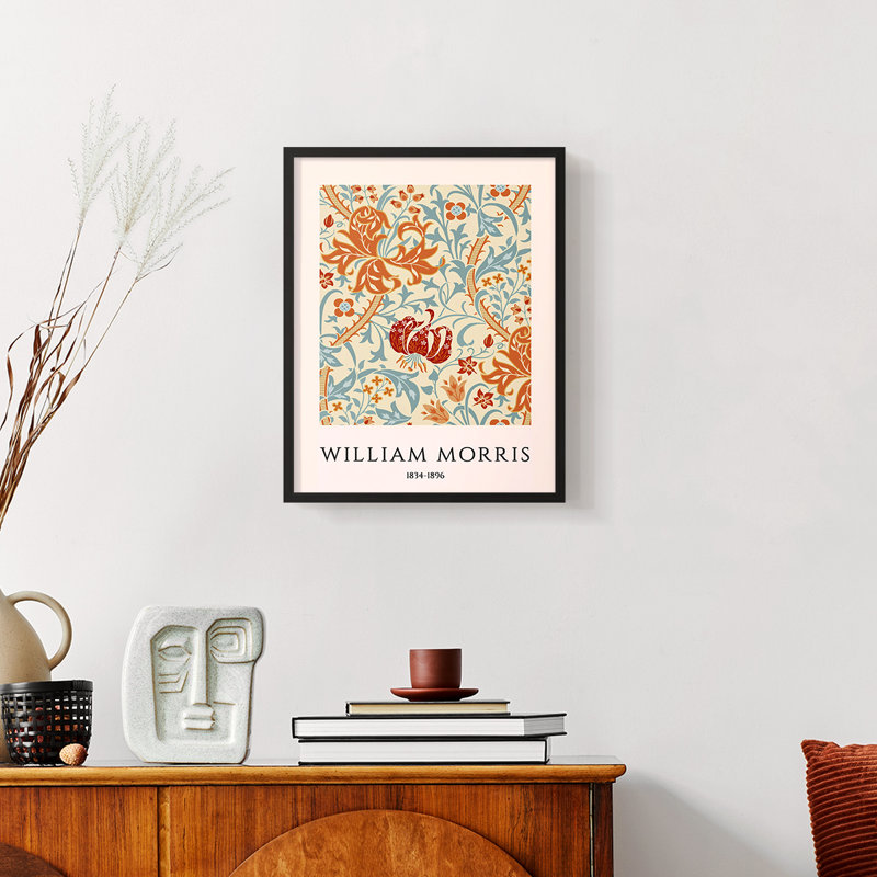 William Morris, reproduction encadrée XLV, Noyer, H 14 po x l 11 po