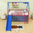 Twin Metal Loft Bed With Curtain, Slide And Ladder-1849869612
