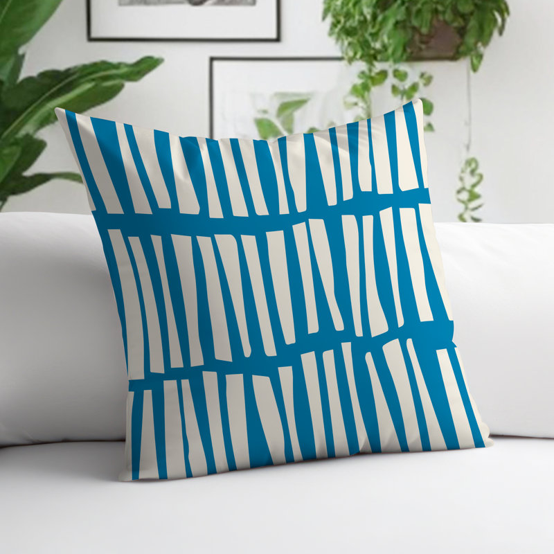 Coussin décoratif réversible Clayton, H 17 po x l 17 po, Turquoise / Blanc cassé