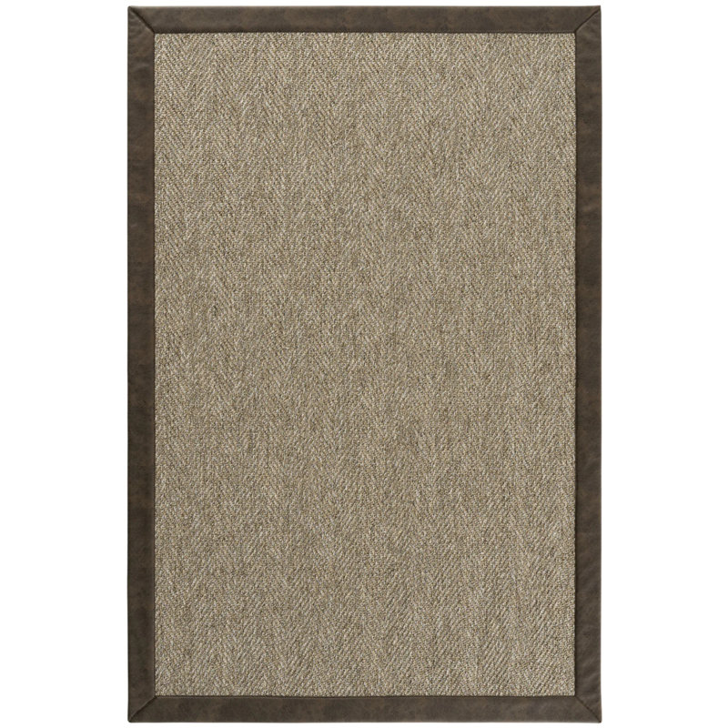 Leona Leather Medusa Border Sisal Carpet, Runner 3'4" x 14'10"