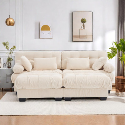 Modular U-Shaped Sectional Sofa with Ottoman and Pillows, Deep Seat Comfort
