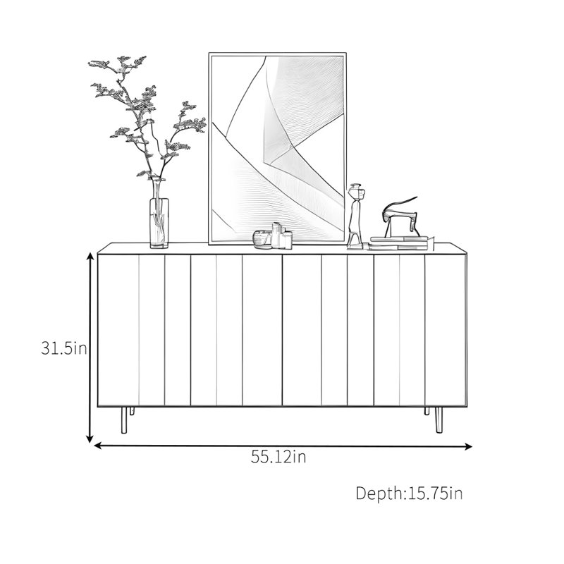 Buffet Modern Simplicity, H 31,5 po x l 55,12 po x P 15,75 po