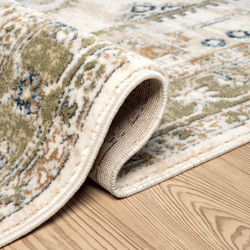 Abani Rugs Savoy SAV170A Vintage Green Beige Border Area Rug, Rectangle 4' x 6'