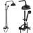 8'' Exposed Shower System with Rain Shower Head and Brass Handheld Spray, Wall Mounted Dual Function Shower Faucet Set-129439550