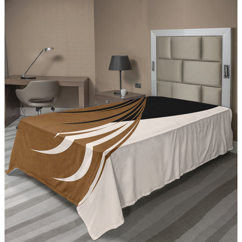 Drap plat moderne de style bohème Ambesonne, Drap plat pour lit simple, Cannelle / motif abstrait gris anthracite