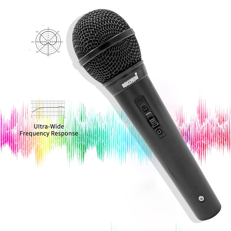 Microphone karaoké dynamique 5 fils cardioïde unidirectionnel avec interrupteur marche / arrêt, cordon XLR