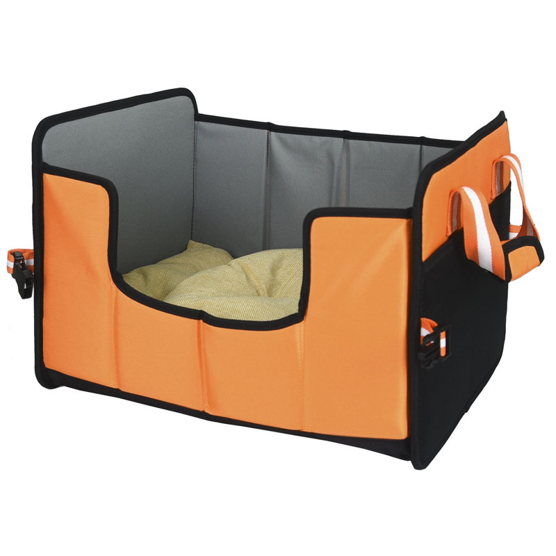 Large Orange Nylon Folding Travel Pet Bed