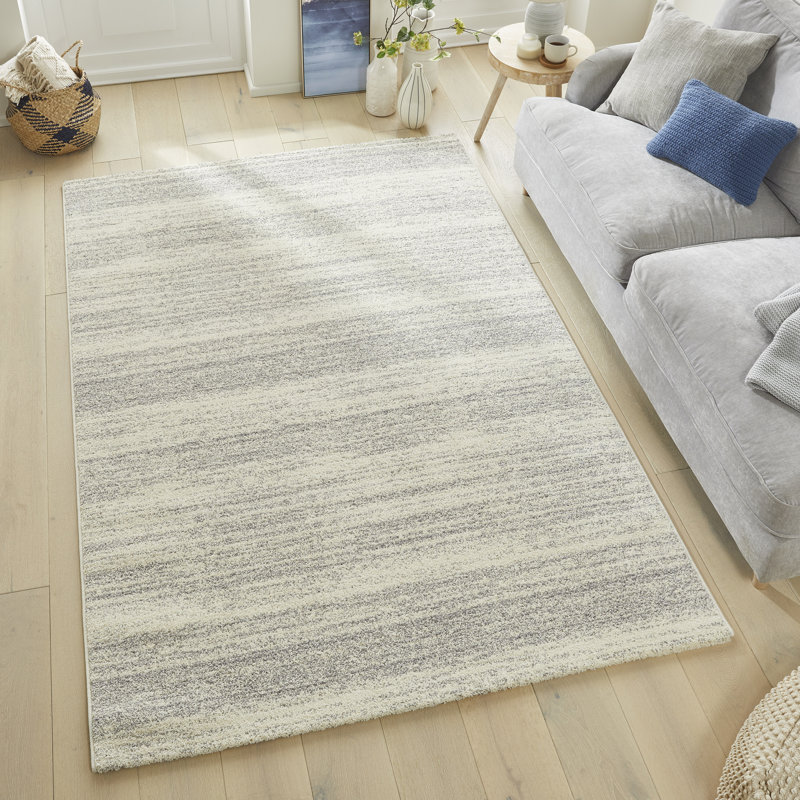 Plush White Grey Area Rug, Rectangle 160 x 230 cm