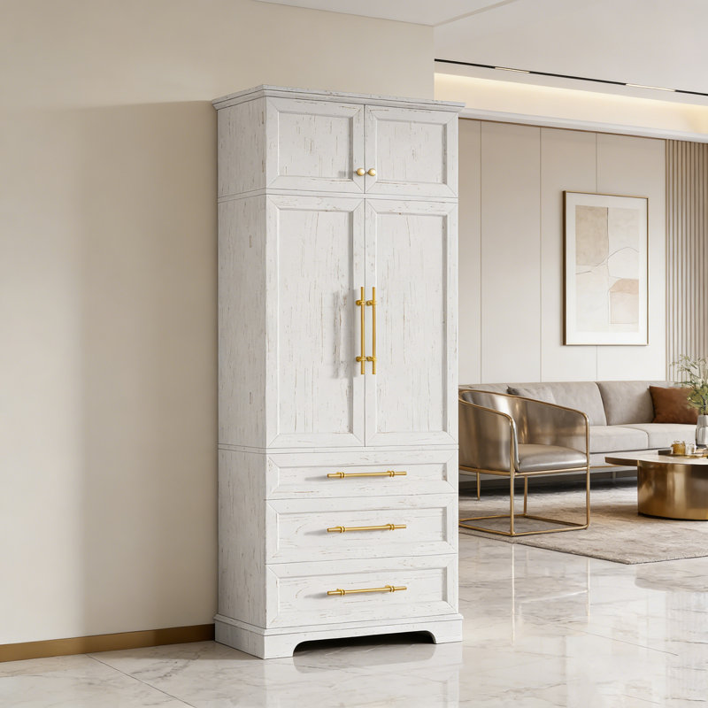 Armoire de cuisine de campagne de 78,2 po de hauteur avec 8 tablettes
