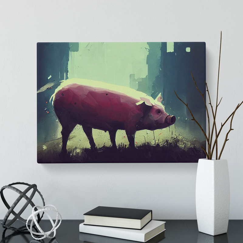 Pig Art Painting Vol.1 - Wrapped Canvas, 50cm H x 76cm W x 3cm D