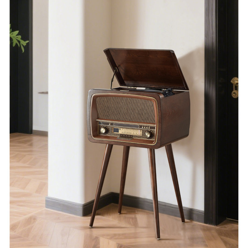 Retro Floorstanding Lp Vinyl Player With Usb/Bluetooth - Home/Café/Airbnb