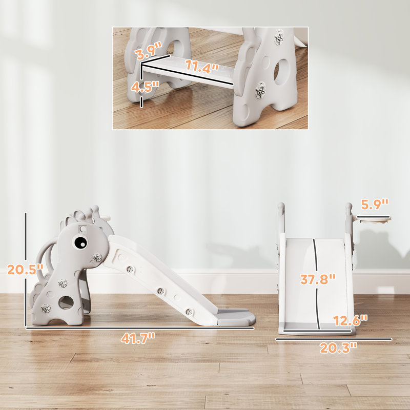 Glissade autoportante avec esthétique de girafe, 3 étapes, cerceau, temps de jeu sécuritaire pour les enfants de 1 an, construction, facile à entretenir
