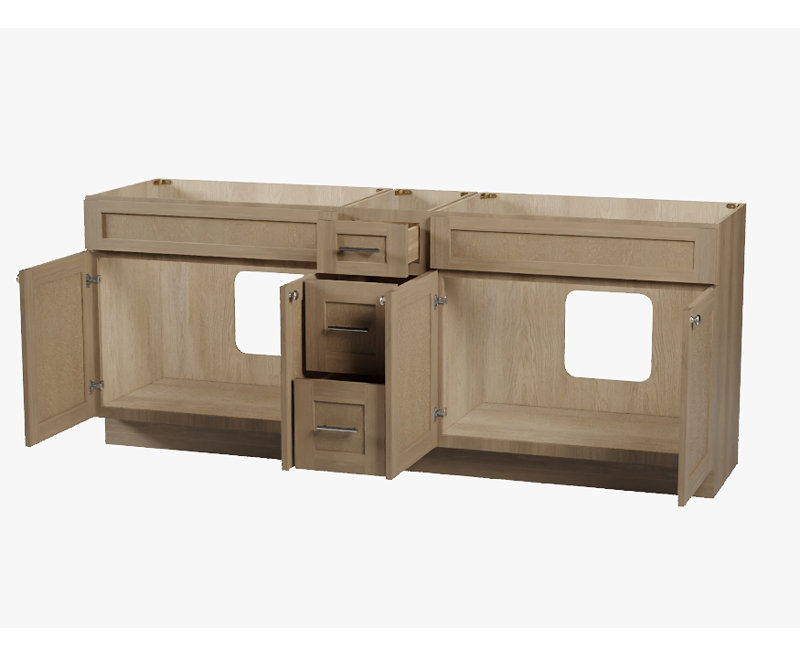 Base de meuble-lavabo double 84 po Disar, Chêne naturel