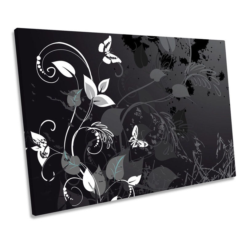 Floral Vines Butterfly Grunge - Wrapped Canvas Art Prints, 40.6cm H x 61cm W