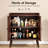 Sideboard Buffet With - Embellished Storage For Kitchen, Medieval Style, Walnut Colored Wood, 15 In Depth, 26.4 Width, 30 Height, Dessert, Baffle Strip Arc Design Vintage Doors Living Room, Books,